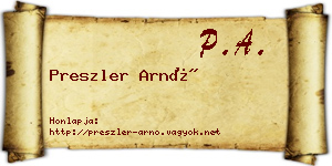 Preszler Arnó névjegykártya